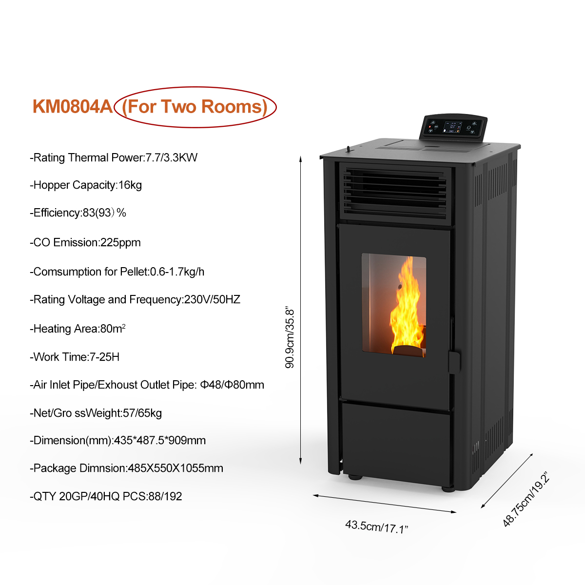 Estufa a Pellet FITZ ROY 8 KW 4